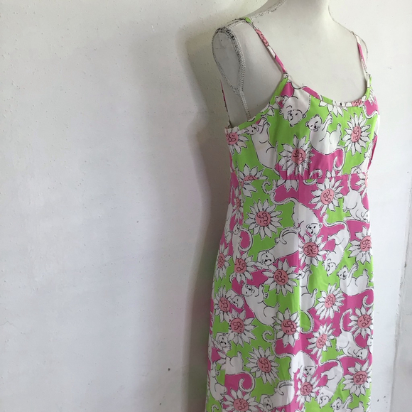 Lilly Pulitzer The French Fried Elegant Pink Green Cheetah Floral Slip Dress 12 - Picture 4 of 12
